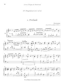 Partition 52-5, (6e) Magnificat en C sol ut: , Prélude - , Duo - , (Basse) - , (Récit) - , (Tierce en taille) - , (Trio) - , (Dialogue), Livre d orgue de Montréal