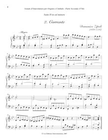 Partition , Corrente, Sonate d Involatura per organo e cimbalo, Zipoli, Domenico