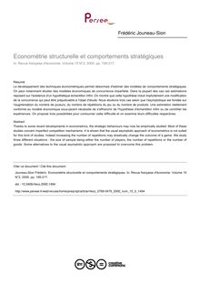 Econométrie structurelle et comportements stratégiques - article ; n°2 ; vol.15, pg 195-217