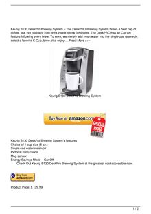 Keurig B130 DeskPro Brewing System Home Reviews