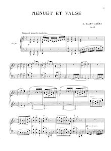 Partition complète, Menuet et Valse, Op.56, Saint-Saëns, Camille