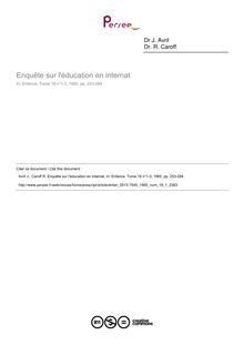 Enquête sur l éducation en internat - article ; n°1 ; vol.18, pg 253-284