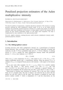 Penalized projection estimators of the Aalen multiplicative intensity PATR IC IA REYNAUD BOURET