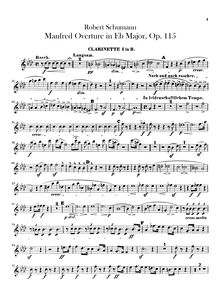 Partition clarinette 1, 2 (en B♭), Manfred, Op.115, Schumann, Robert