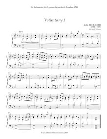 Partition complète, 6 Bénévoles pour pour orgue ou clavecin, Beckwith, John par John Beckwith