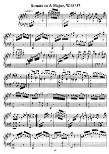 Partition complète, Sonata en A Major, Wq.65/37 (H.174), Bach, Carl Philipp Emanuel