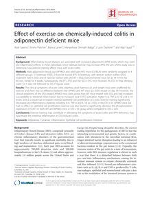 Effect of exercise on chemically-induced colitis in adiponectin deficient mice