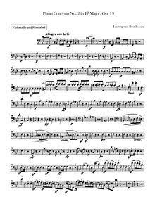 Partition violoncelles / Basses, Piano Concerto No.2, B♭ major, Beethoven, Ludwig van
