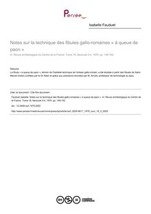 Notes sur la technique des fibules gallo-romaines « à queue de paon » - article ; n°3 ; vol.18, pg 149-152