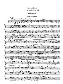 Partition clarinette 1, 2 (B♭, A), Alto Saxophone, L Arlésienne  No.1