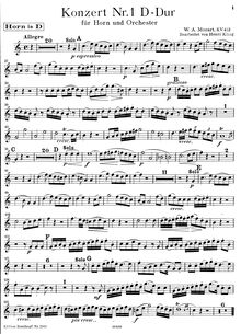 Partition cor , partie, cor Concerto, Horn Concerto No.1, D major