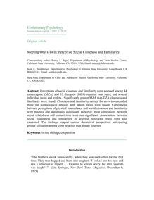 Meeting one’s twin: Perceived social closeness and familiarity