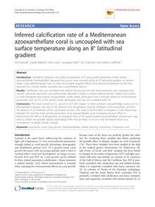 Inferred calcification rate of a Mediterranean azooxanthellate coral is uncoupled with sea surface temperature along an 8° latitudinal gradient