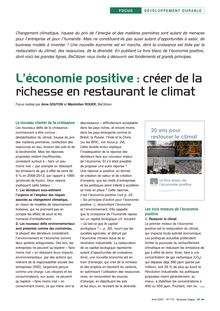 L économie positive : créer de la richesse en restaurant le ...