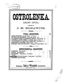 Partition Allegretto et Adagio (from Masked Ball Scene), Ostrolenka