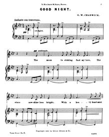 Partition No.2: Good nuit, 3 chansons, see listingC majorA♭ majorB♭ major par George Whitefield Chadwick
