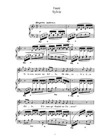 Partition No.3 - Sylvie (F, Original key), 3 chansons, Op. 6, Trois mélodies Op. 6