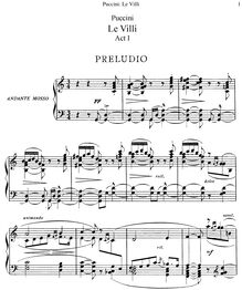 Partition complète, Le Villi, Leggenda drammatica in due quadri