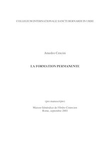 Amedeo Cencini LA FORMATION PERMANENTE
