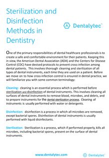 Sterilization and Disinfection Methods in Dentistry