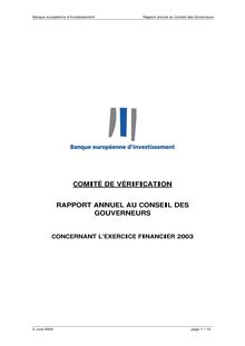 Annual Report of the Audit Committe 2003