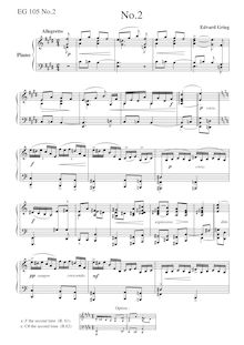 Partition EG 105 No.2, 3 Piano pièces EG 105, Grieg, Edvard