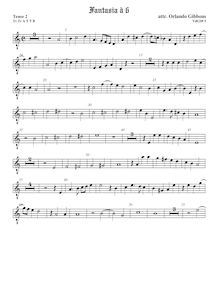 Partition ténor viole de gambe 3, octave aigu clef, fantaisies pour 6 violes de gambe