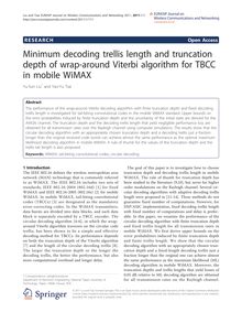 Minimum decoding trellis length and truncation depth of wrap-around Viterbi algorithm for TBCC in mobile WiMAX