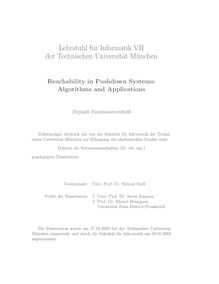 Reachability in pushdown systems [Elektronische Ressource] : algorithms and applications / Dejvuth Suwimonteerabuth