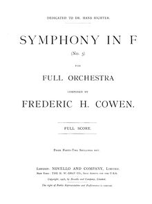 Partition complète, Symphony No.5, Fifth Symphony in F Major,  The Cambridge 