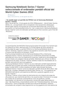 Samsung Notebook Series 7 Gamer seleccionado el ordenador portátil oficial del World Cyber Games 2012