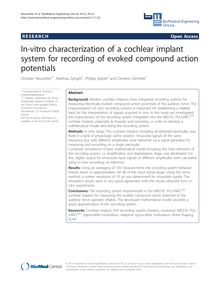In-vitro characterization of a cochlear implant system for recording of evoked compound action potentials