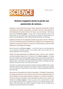Science magazine donne la parole aux passionnés de science...