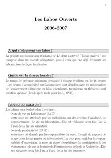 Les Labos Ouverts 2006-2007