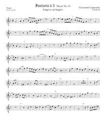 Partition ténor viole de gambe 2, octave aigu clef, Fantasia pour 5 violes de gambe, RC 61