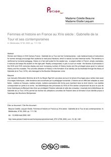Femmes et histoire en France au XVe siècle : Gabrielle de la Tour et ses contemporaines - article ; n°38 ; vol.19, pg 111-136