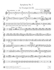 Partition trompette 1 (D), Symphony No.7, A major, Beethoven, Ludwig van