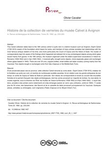 Histoire de la collection de verreries du musée Calvet à Avignon - article ; n°1 ; vol.25, pg 233-240