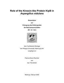 Role of the kinesin-like protein KipB in Aspergillus nidulans [Elektronische Ressource] / vorgelegt von Patricia Elena Rischitor