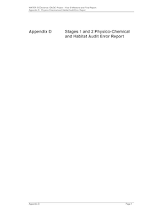 Appendix D Stages 1 and 2 Physico-Chemical and Habitat Audit Error  Report