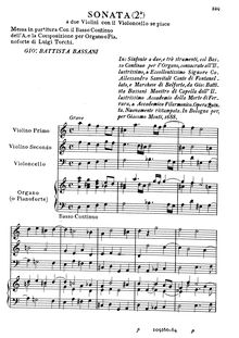 Partition complète, Sonata 2a a due Violini con il violoncelle si piace