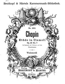 Partition Solo partition de violoncelle, Etudes Op.25, Chopin, Frédéric