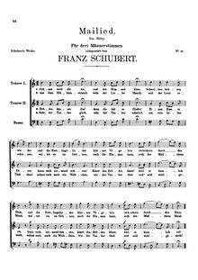Partition Vocal score, Mailied, D.129, May Song, Schubert, Franz
