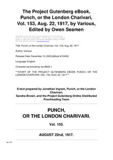 Punch, or the London Charivari, Volume 153, August 22, 1917