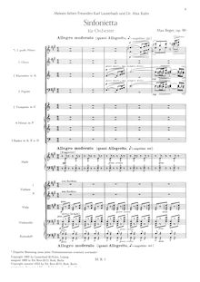 Partition , Allegro moderato (quasi Allegretto), Sinfonietta, Op.90