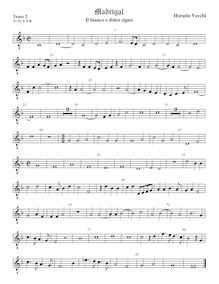 Partition ténor viole de gambe 2, octave aigu clef, Il bianco e dolce cigno