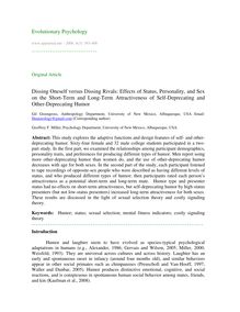 Dissing oneself versus dissing rivals: Effects of status, personality, and sex on the short-term and long-term attractiveness of self-deprecating and other-deprecating humor