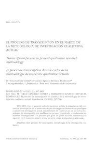 El proceso de transcripción en el marco de la metodología de investigación cualitativa actual