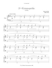 Partition 2ème Gymnopédie, : Trois Gymnopédies, Satie, Erik