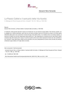 La Passio Callisti e il santuario della Via Aurelia - article ; n°2 ; vol.96, pg 1039-1083